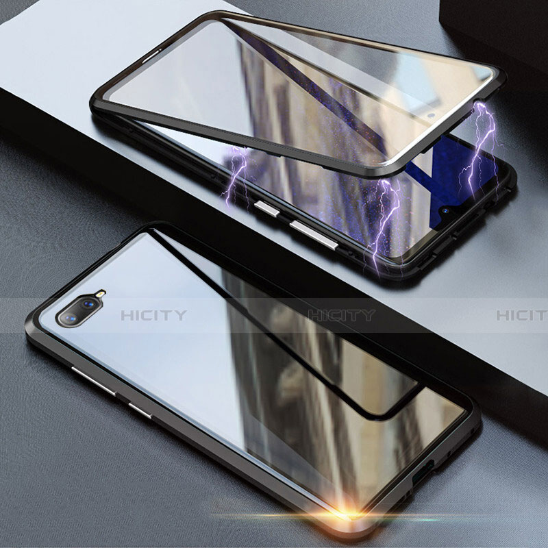 Handyhülle Hülle Luxus Aluminium Metall Rahmen Spiegel 360 Grad Tasche T08 für Oppo K1 groß
