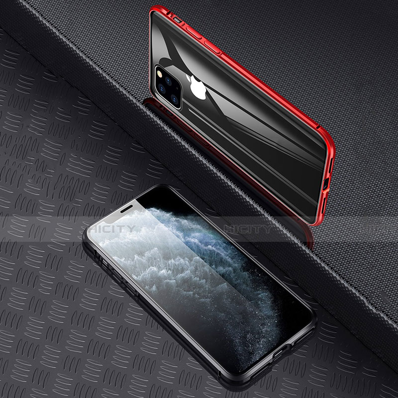 Handyhülle Hülle Luxus Aluminium Metall Rahmen Spiegel 360 Grad Tasche T11 für Apple iPhone 11 Pro Max groß