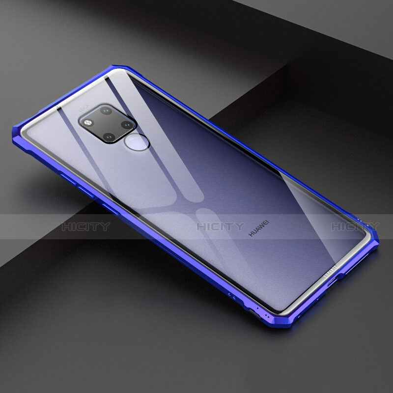 Handyhülle Hülle Luxus Aluminium Metall Rahmen Spiegel Tasche für Huawei Mate 20 X 5G Blau Plus