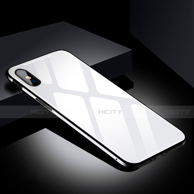 Handyhülle Hülle Luxus Aluminium Metall Rahmen Spiegel Tasche S01 für Apple iPhone X groß