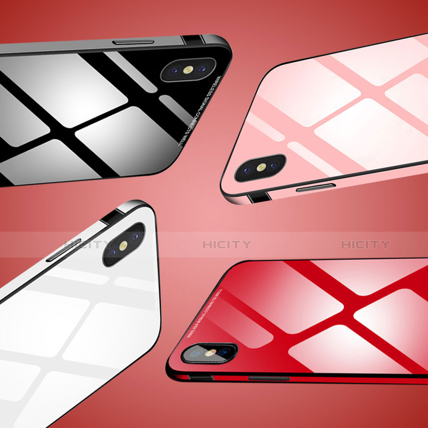 Handyhülle Hülle Luxus Aluminium Metall Rahmen Spiegel Tasche S01 für Apple iPhone X groß