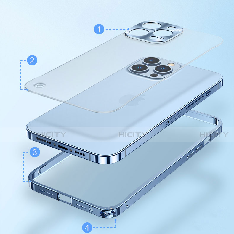 Handyhülle Hülle Luxus Aluminium Metall Rahmen Tasche A04 für Apple iPhone 14 Pro groß