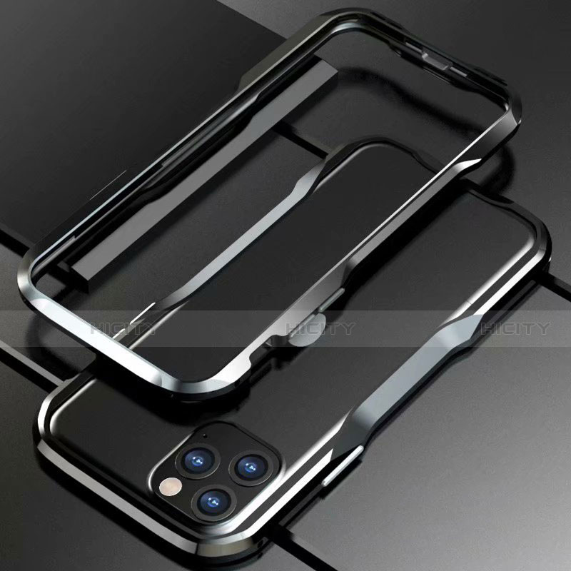 Handyhülle Hülle Luxus Aluminium Metall Rahmen Tasche für Apple iPhone 11 Pro Schwarz Plus