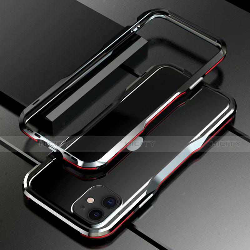 Handyhülle Hülle Luxus Aluminium Metall Rahmen Tasche für Apple iPhone 11 Rot und Schwarz