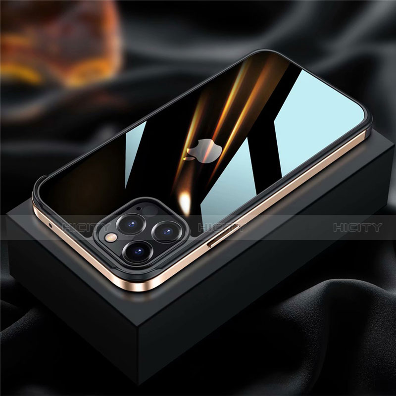 Handyhülle Hülle Luxus Aluminium Metall Rahmen Tasche für Apple iPhone 12 Pro Gold