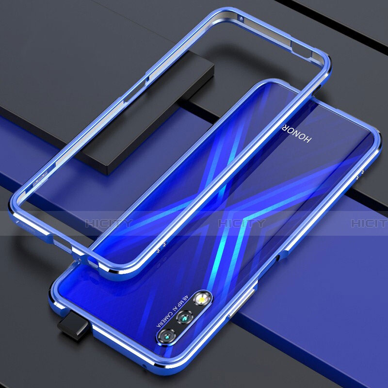 Handyhülle Hülle Luxus Aluminium Metall Rahmen Tasche für Huawei Honor 9X Blau