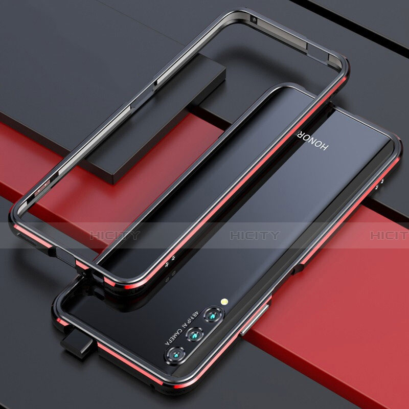 Handyhülle Hülle Luxus Aluminium Metall Rahmen Tasche für Huawei Honor 9X Pro Rot und Schwarz