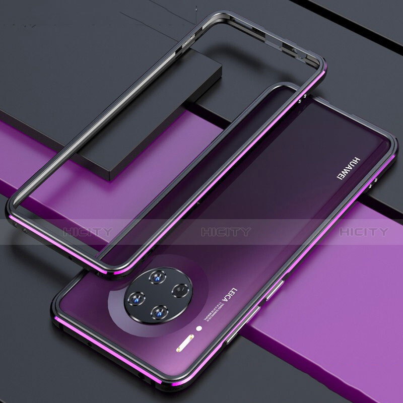 Handyhülle Hülle Luxus Aluminium Metall Rahmen Tasche für Huawei Mate 30 5G Violett Plus