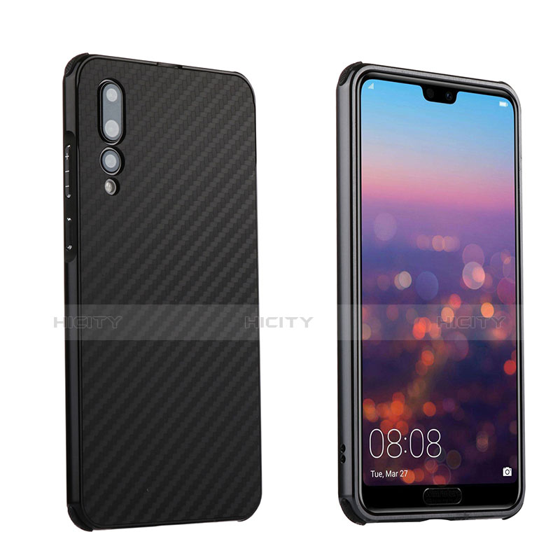 Handyhülle Hülle Luxus Aluminium Metall Rahmen Tasche für Huawei P20 Pro Schwarz