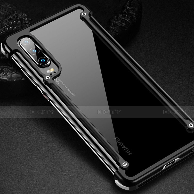 Handyhülle Hülle Luxus Aluminium Metall Rahmen Tasche für Huawei P30 Schwarz Plus