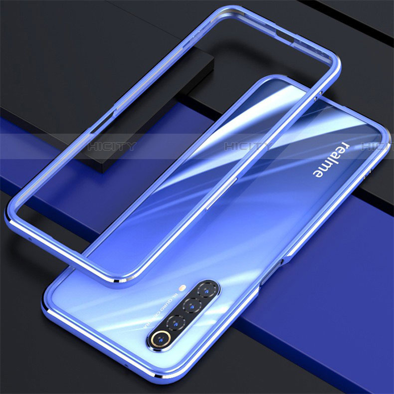 Handyhülle Hülle Luxus Aluminium Metall Rahmen Tasche für Realme X3 SuperZoom Blau Plus