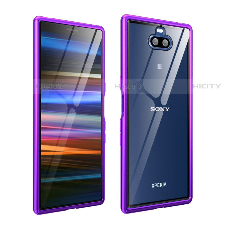 Handyhülle Hülle Luxus Aluminium Metall Rahmen Tasche für Sony Xperia 10 Violett