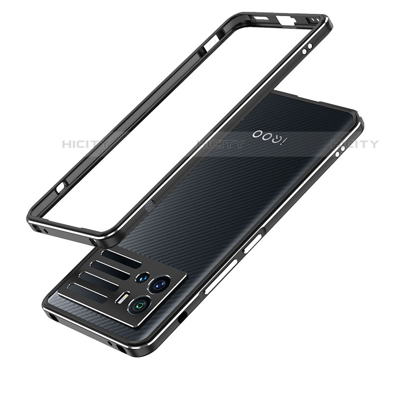 Handyhülle Hülle Luxus Aluminium Metall Rahmen Tasche für Vivo iQOO 9 Pro 5G Schwarz Plus