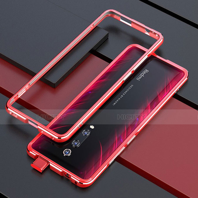 Handyhülle Hülle Luxus Aluminium Metall Rahmen Tasche für Xiaomi Mi 9T Pro Rot Plus