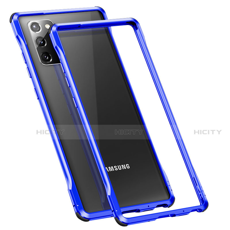 Handyhülle Hülle Luxus Aluminium Metall Rahmen Tasche N01 für Samsung Galaxy Note 20 5G Blau Plus