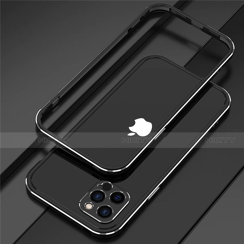 Handyhülle Hülle Luxus Aluminium Metall Rahmen Tasche N02 für Apple iPhone 12 Pro Max groß