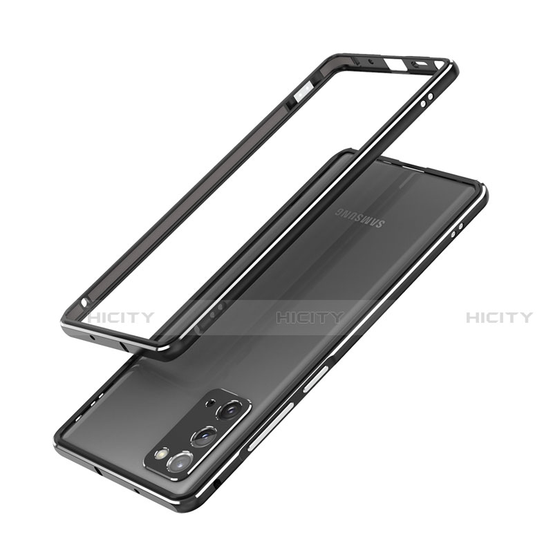 Handyhülle Hülle Luxus Aluminium Metall Rahmen Tasche N03 für Samsung Galaxy Note 20 5G Silber und Schwarz