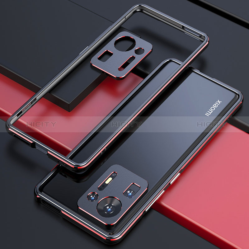 Handyhülle Hülle Luxus Aluminium Metall Rahmen Tasche S01 für Xiaomi Mi Mix 4 5G Rot und Schwarz Plus