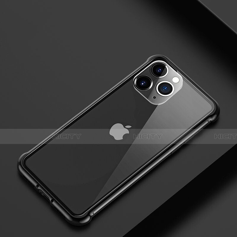 Handyhülle Hülle Luxus Aluminium Metall Rahmen Tasche T01 für Apple iPhone 11 Pro Schwarz