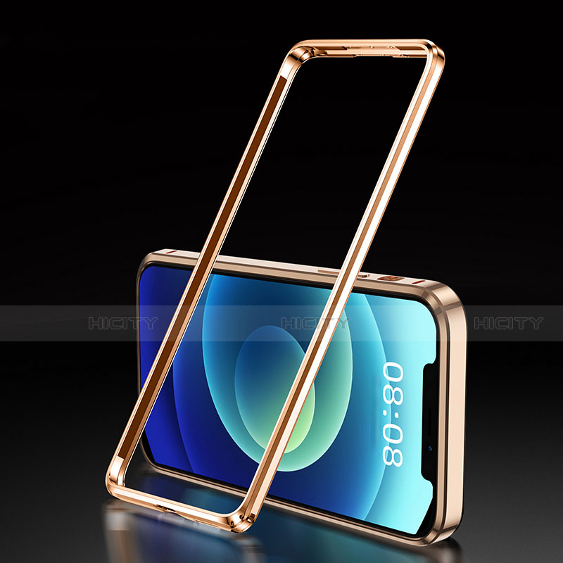 Handyhülle Hülle Luxus Aluminium Metall Rahmen Tasche T01 für Apple iPhone 12 Pro Max