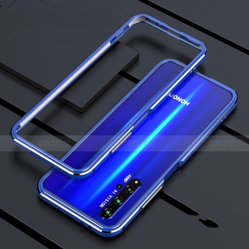 Handyhülle Hülle Luxus Aluminium Metall Rahmen Tasche T01 für Huawei Nova 5T Blau