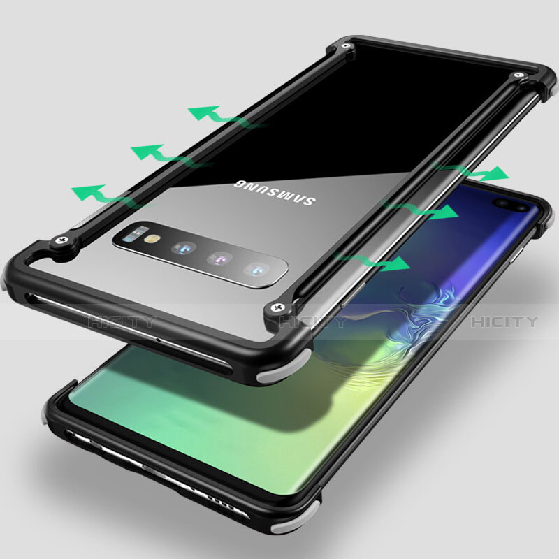 Handyhülle Hülle Luxus Aluminium Metall Rahmen Tasche T01 für Samsung Galaxy S10 Plus