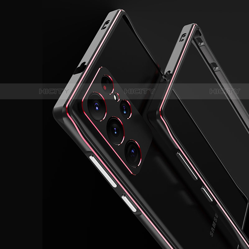 Handyhülle Hülle Luxus Aluminium Metall Rahmen Tasche T01 für Samsung Galaxy S21 Ultra 5G