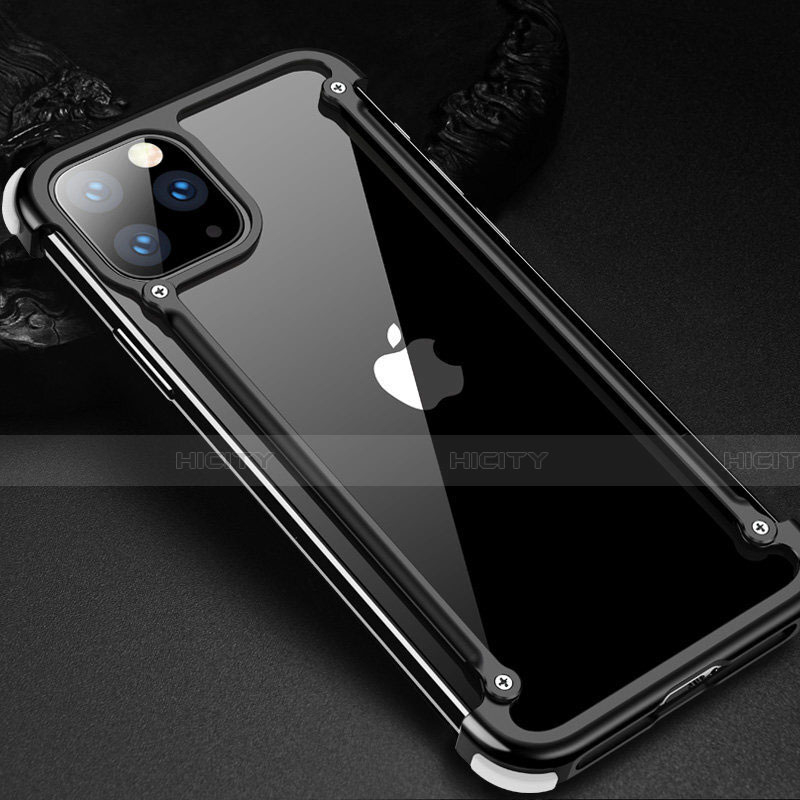Handyhülle Hülle Luxus Aluminium Metall Rahmen Tasche T02 für Apple iPhone 11 Pro Schwarz