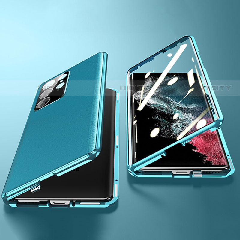 Handyhülle Hülle Luxus Aluminium Metall Tasche 360 Grad Ganzkörper D01 für Samsung Galaxy S21 Ultra 5G