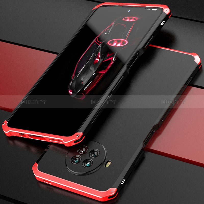 Handyhülle Hülle Luxus Aluminium Metall Tasche 360 Grad Ganzkörper für Xiaomi Mi 10T Lite 5G Rot und Schwarz