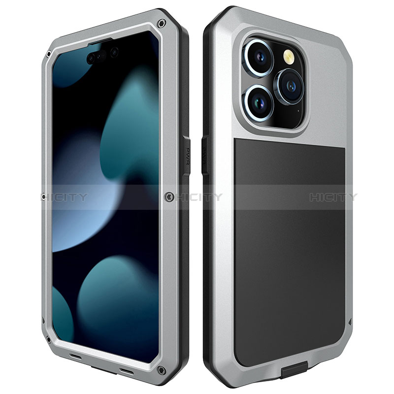 Handyhülle Hülle Luxus Aluminium Metall Tasche 360 Grad Ganzkörper HJ1 für Apple iPhone 13 Pro groß