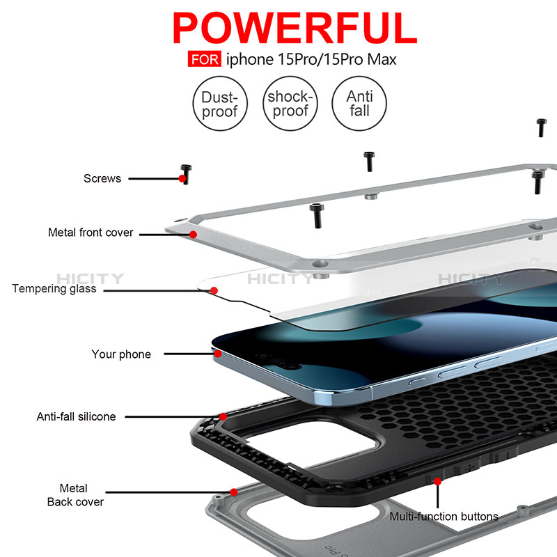 Handyhülle Hülle Luxus Aluminium Metall Tasche 360 Grad Ganzkörper HJ1 für Apple iPhone 13 Pro groß