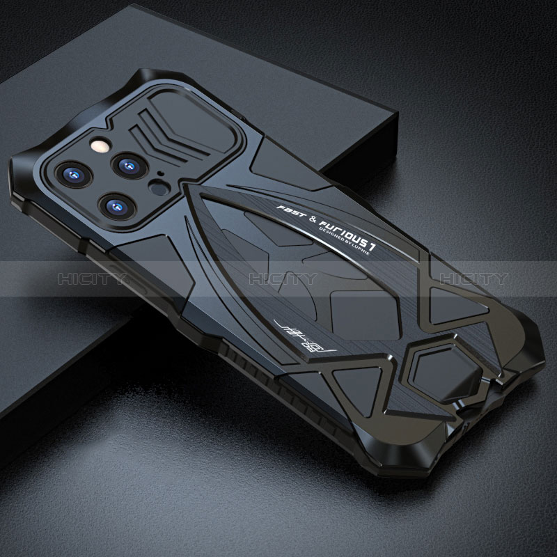 Handyhülle Hülle Luxus Aluminium Metall Tasche 360 Grad Ganzkörper LF1 für Apple iPhone 13 Pro Max groß