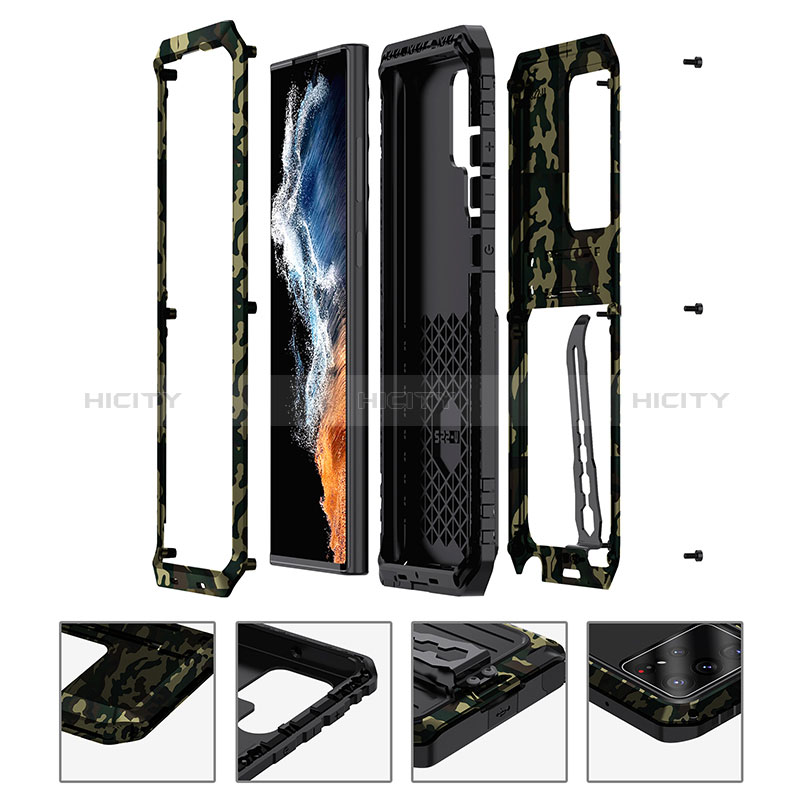 Handyhülle Hülle Luxus Aluminium Metall Tasche 360 Grad Ganzkörper LK2 für Samsung Galaxy S23 Ultra 5G groß