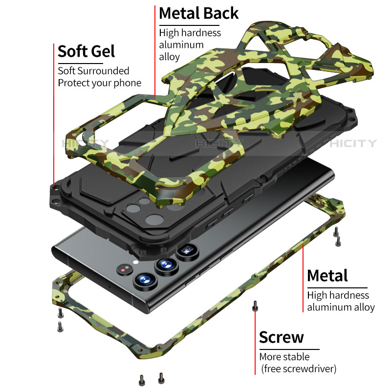 Handyhülle Hülle Luxus Aluminium Metall Tasche 360 Grad Ganzkörper M01 für Samsung Galaxy S22 Ultra 5G