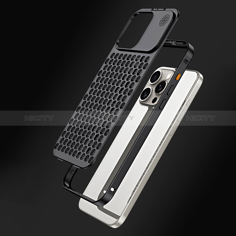 Handyhülle Hülle Luxus Aluminium Metall Tasche 360 Grad Ganzkörper QC3 für Apple iPhone 15 Pro Max