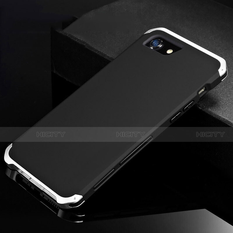 Handyhülle Hülle Luxus Aluminium Metall Tasche für Apple iPhone 7 Silber und Schwarz