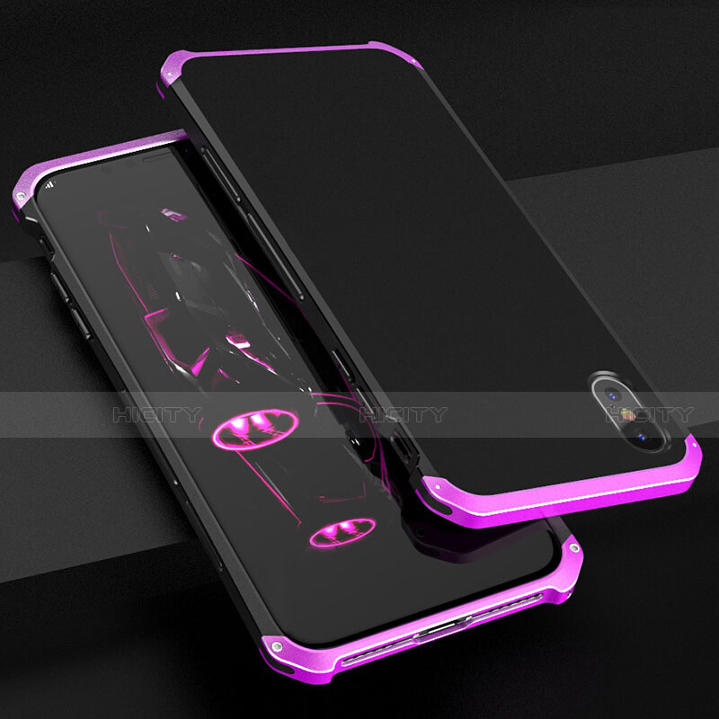 Handyhülle Hülle Luxus Aluminium Metall Tasche für Apple iPhone Xs Max Violett