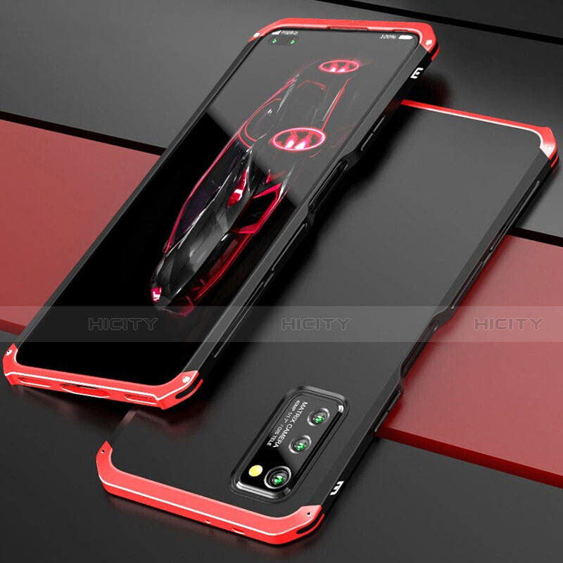 Handyhülle Hülle Luxus Aluminium Metall Tasche für Huawei Honor View 30 5G Rot und Schwarz Plus