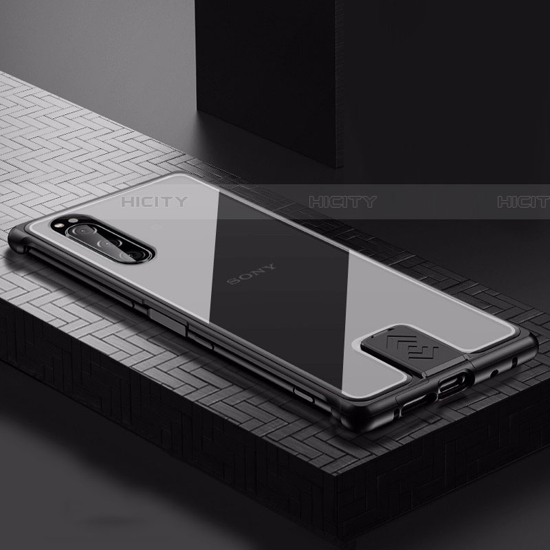 Handyhülle Hülle Luxus Aluminium Metall Tasche für Sony Xperia 5 Schwarz