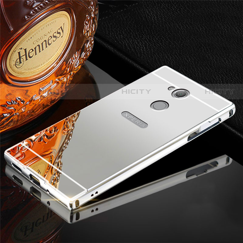 Handyhülle Hülle Luxus Aluminium Metall Tasche für Sony Xperia L2 Silber Plus