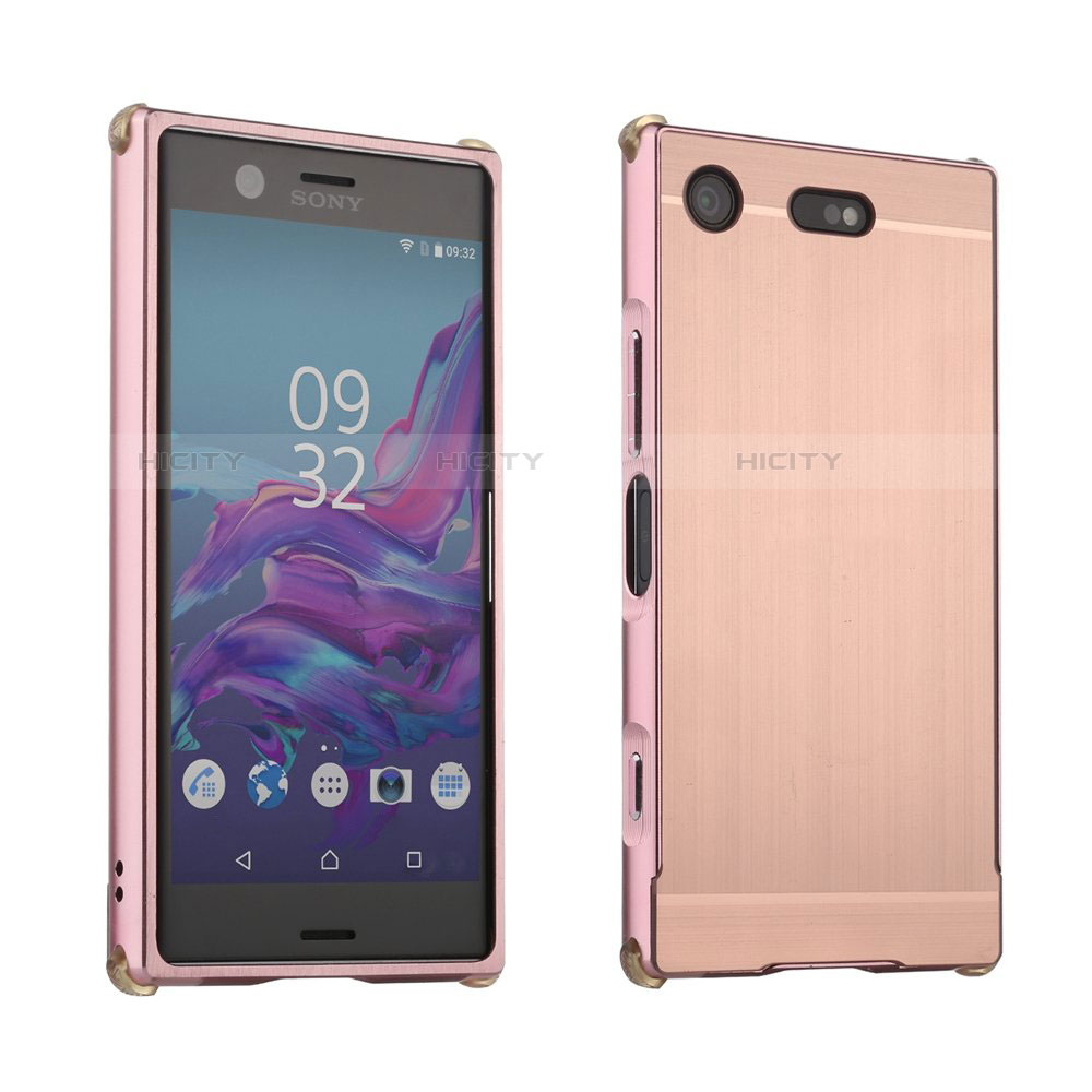 Handyhülle Hülle Luxus Aluminium Metall Tasche für Sony Xperia XZ1 Compact Rosegold Plus