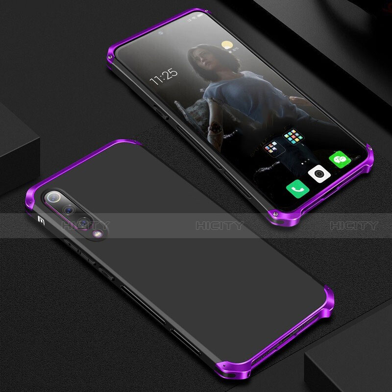 Handyhülle Hülle Luxus Aluminium Metall Tasche für Xiaomi Mi A3 Lite Violett