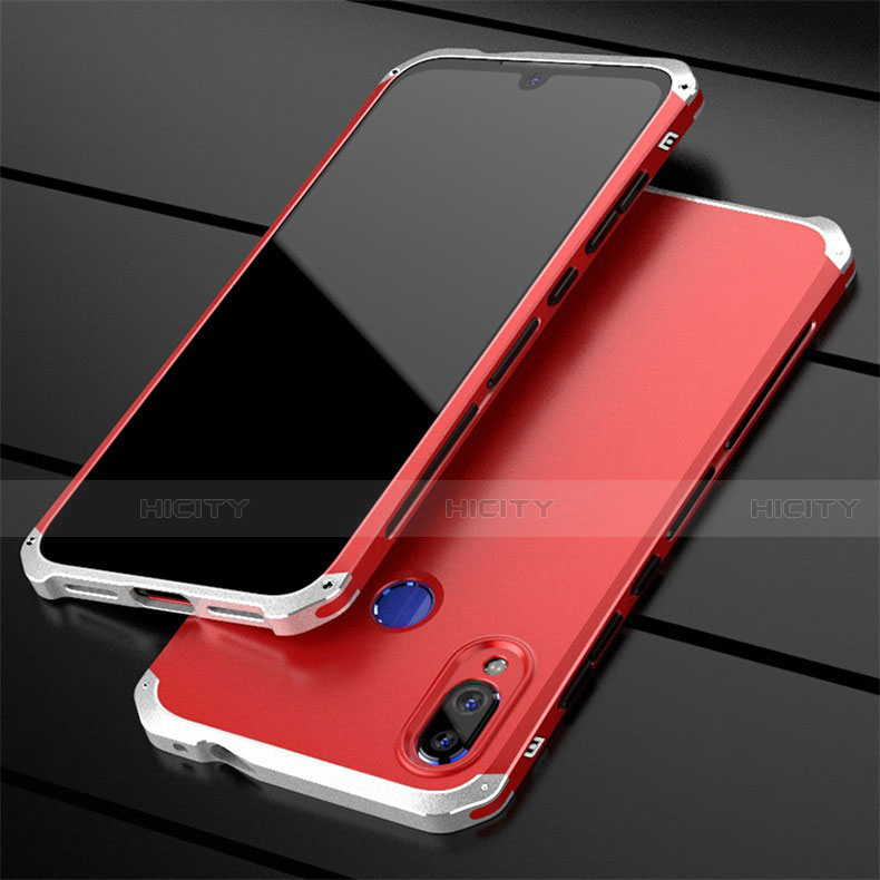 Handyhülle Hülle Luxus Aluminium Metall Tasche für Xiaomi Redmi Note 7 Pro Rot Plus