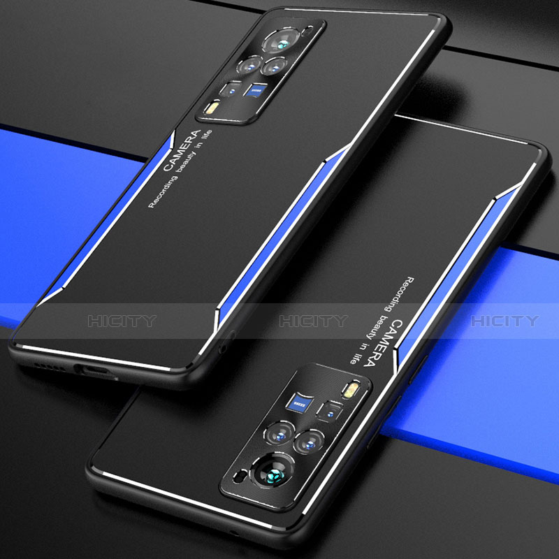 Handyhülle Hülle Luxus Aluminium Metall Tasche M01 für Vivo X60 Pro 5G Blau