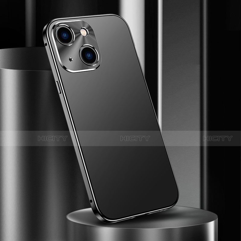 Handyhülle Hülle Luxus Aluminium Metall Tasche M02 für Apple iPhone 13 Schwarz
