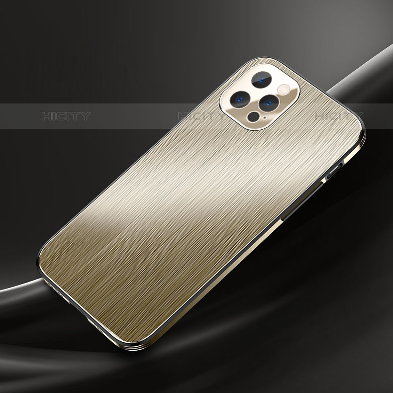 Handyhülle Hülle Luxus Aluminium Metall Tasche M02 für Apple iPhone 15 Pro groß