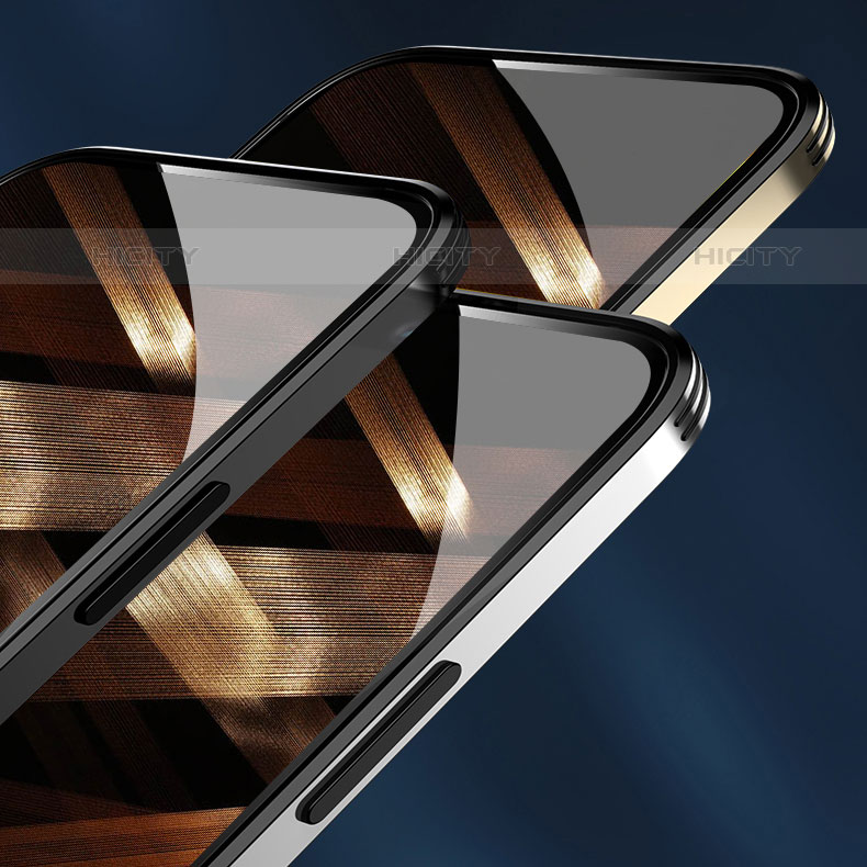 Handyhülle Hülle Luxus Aluminium Metall Tasche M02 für Apple iPhone 15 Pro groß