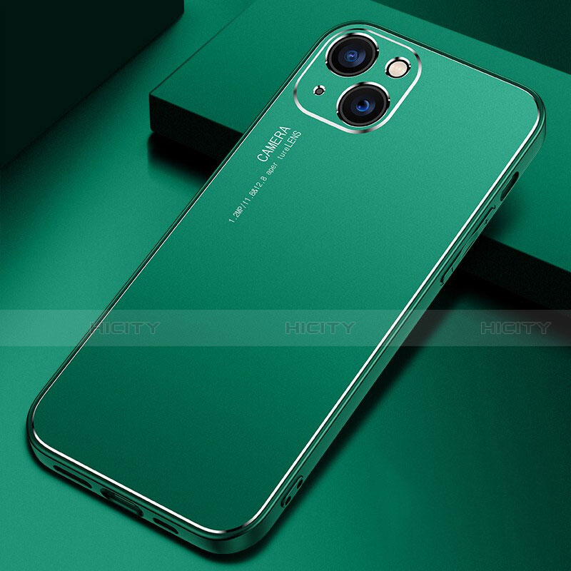 Handyhülle Hülle Luxus Aluminium Metall Tasche M04 für Apple iPhone 13 Grün Plus