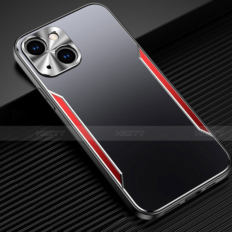Handyhülle Hülle Luxus Aluminium Metall Tasche M05 für Apple iPhone 14 Rot